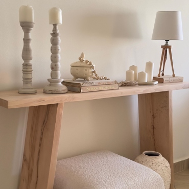 Natural beech wood console